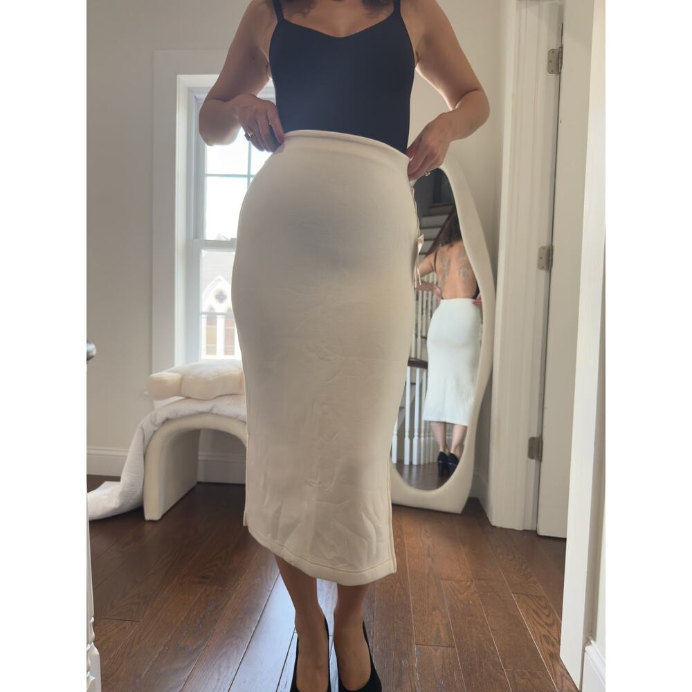 LÉZÉ the Label Recycled-Fabric Midi Skirt – Bone (NWT, M)